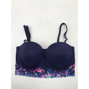 Victoria's Secret PINK Long Line Purple Lace Trim Bra 34D